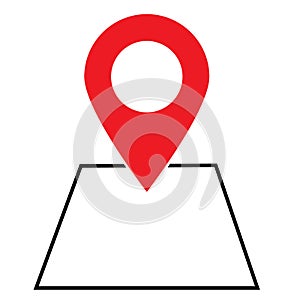 Pin on the map icon on white background. flat style. map icon for your web site design, logo, app, red direction pointer on map
