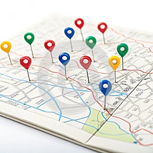 Pin map isolated on white background
