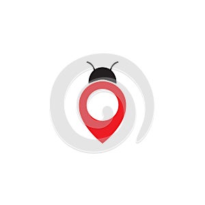 Pin map location with lady bug insect logo symbol icon vector graphic design illustration idea creative