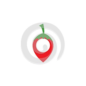 Pin map location with red chili logo symbol icon vector graphic design illustration idea creative