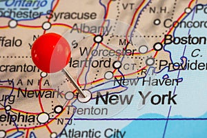 Pin in a map of New York