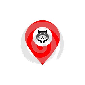 Pin map pointer cat vector design template illustration
