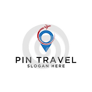 Pin map travel logo design template