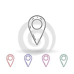 Pin navigator multi color icon. Simple thin line, outline vector of navigation icons for ui and ux, website or mobile application