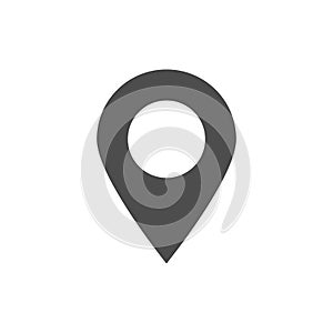 Pin point icon. grey map location pointer vector isolated on white background