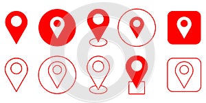 pin point icon. red map location pointer symbol vector. Location icon set vector