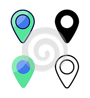 Pin point. pointer and location icons.