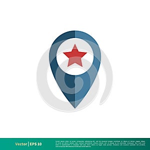 Pin, Pointer Map Star Icon Vector Logo Template Illustration Design. Vector EPS 10.