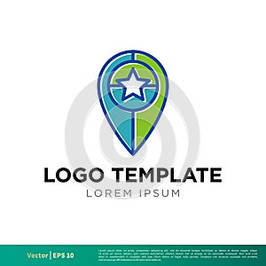 Pin, Pointer Map Star Icon Vector Logo Template Illustration Design. Vector EPS 10.