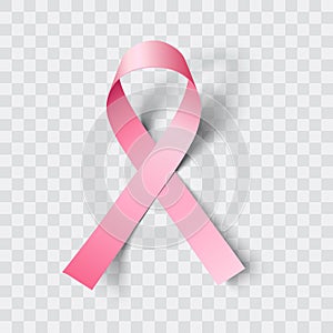 Pin ribbon. Symbol of breast cancer awareness. Vector illustration.