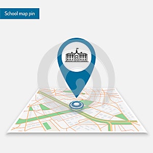 Pin school logo illustration template location map of the school