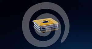 Pin side of CPU Central Processing Unit or microchip computer isolated on dark blue background