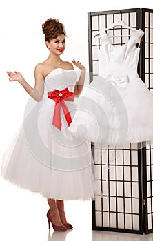 Pin-up bride standing