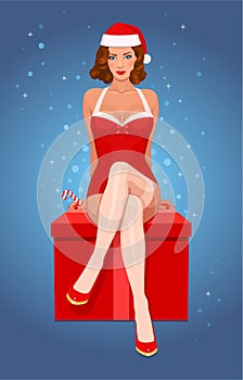 Pin-up Christmas girl