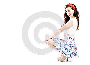 Pin up girl style, young woman posing