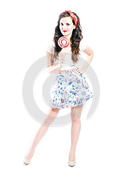 Pin up girl style, young woman posing