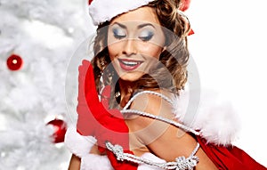 Pin-up girl wearing santa claus clothes