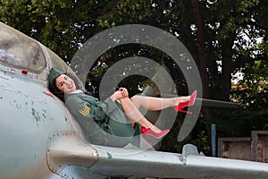 pin-up model in WW2 uniform