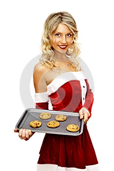 Pin up santa girl with cookies