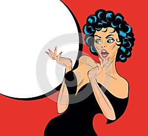 Pin up vintage anguished woman Illustration woman talking photo