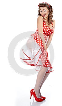 Pin-up woman posing,