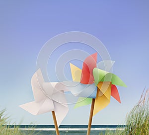 Pin Wheel Beach Summer Travel Vacations Concept