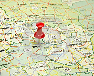 Pin in wienna capital on map