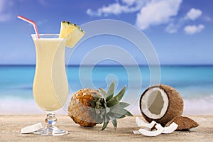 Pina Colada cocktail on the beach