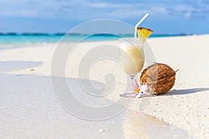 Pina Colada cocktail on the beach