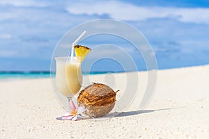 Pina Colada cocktail on the beach