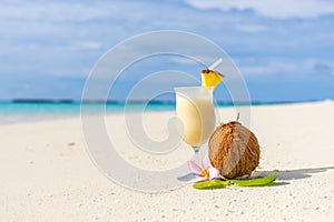 Pina Colada cocktail on the beach