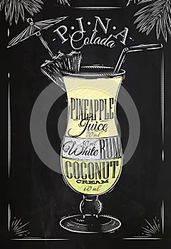 Pina Colada cocktail chalk