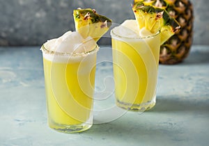 Pina colada cocktail on Glay background photo