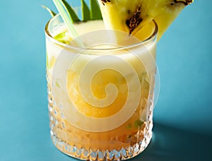 Pina colada cocktail on Glay background photo