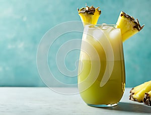 Pina colada cocktail on Glay background photo