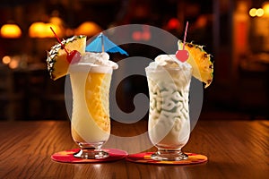 pina colada cocktail in highball glass
