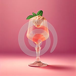 Pina Colada Cocktail on Pink Background, Tropical Mocktail, Party Coctail, Abstract Generative AI Illustration