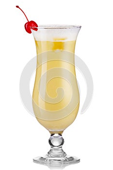 Pina colada drink cocktail glass isolated on white