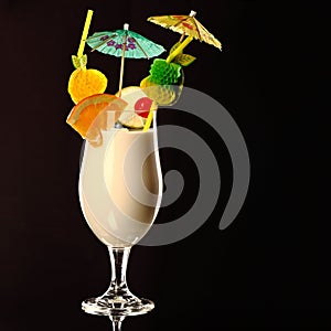 Pina colada fresh Coctail isolated on black