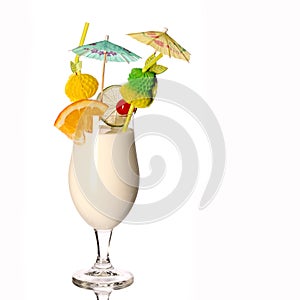 Pina colada fresh Coctail isolated on white