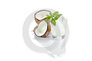 Pinacolada drink with mint leaf