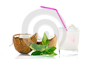 Pinacolada drink with mint leaf
