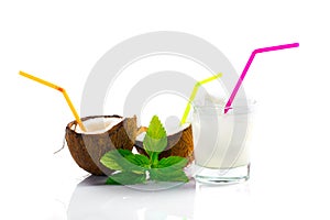 Pinacolada drink with mint leaf