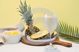 Pinacolada drinks with pineapple on the table