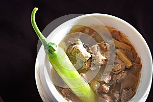 pinapaitan (beef innards soup)