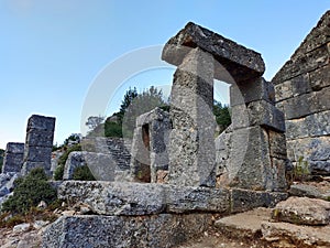 Pinara ruins of an ancient city near Fethiye, Mugla, TÃ¼rkiye. photo