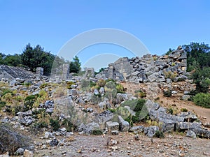 Pinara ruins of an ancient city near Fethiye, Mugla, TÃ¼rkiye. photo