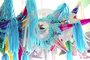 Pinatas star shape mexican traditional celebration photo