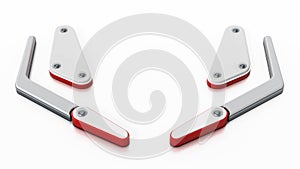 Pinball flippers and bumpers isolated on white background. 3D illustration