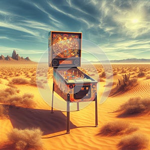 Pinball machine in the desert